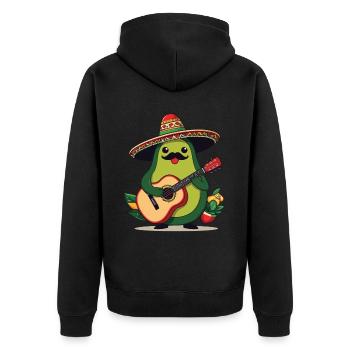 Avocado Mexikanischer Mariachi Gitarrenspieler - Unisex Premium Bio Zip Hoodie - Schwarz - Hinten - Nico (187cm)