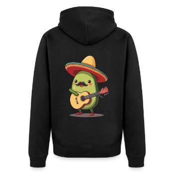 Avocado Mexican Mariachi Guitar Fiesta - Unisex Premium Organic Zip Hoodie - black - Back - Nico (187cm)