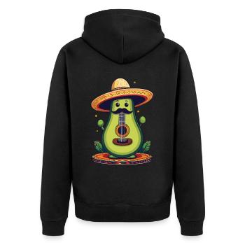 Avocado Mexikanischer Mariachi Gitarren Fiesta - Unisex Premium Bio Zip Hoodie - Schwarz - Hinten - Nico (187cm)