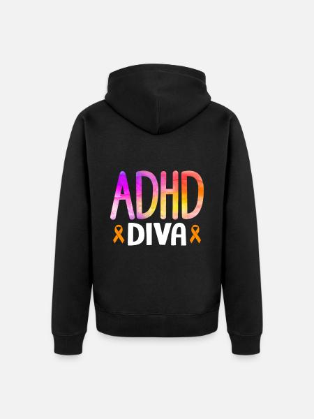 Witziger ADHS Spruch - Unisex Premium Bio Zip Hoodie - Schwarz