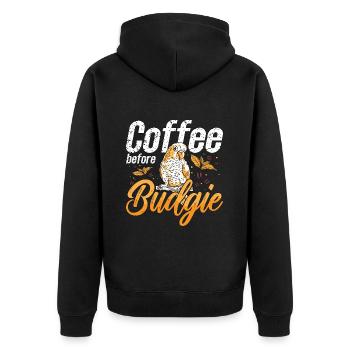 Budgie Lover Coffee Colorful Bird Coffee Lover - Unisex Premium Bio Zip Hoodie - Schwarz - Hinten - Nico (187cm)