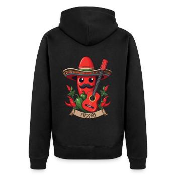 Chili Mariachi Gitarrist Mexiko Fiesta Design - Unisex Premium Bio Zip Hoodie - Schwarz - Hinten - Nico (187cm)