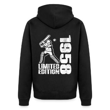 Limited Edition 1958 Limited Edition Cricket - Unisex Premium Bio Zip Hoodie - Schwarz - Hinten - Nico (187cm)