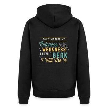 Conure Don't Mistake My Cuteness Sun Conure Lover - Unisex Premium Organic Zip Hoodie - black - Back - Nico (187cm)