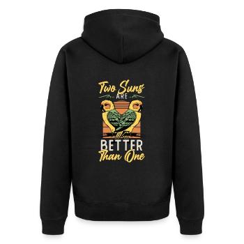 Conure Two Suns Are Better Than One Sun Conure - Unisex Premium Organic Zip Hoodie - black - Back - Nico (187cm)