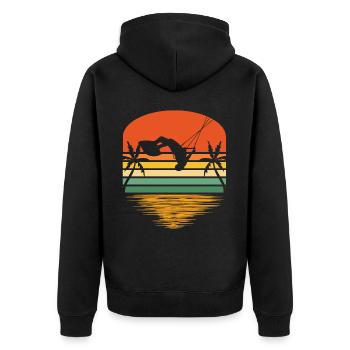 Kitesurfing - Unisex Premium Bio Zip Hoodie - Schwarz - Hinten - Nico (187cm)