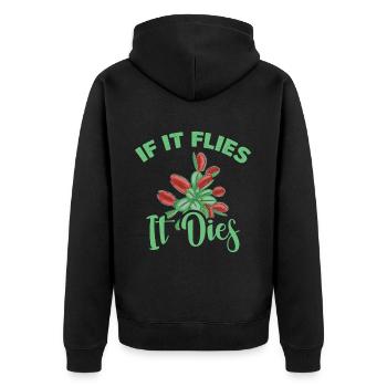 When it flies, it dies carnivorous - Unisex Premium Organic Zip Hoodie - black - Back - Nico (187cm)