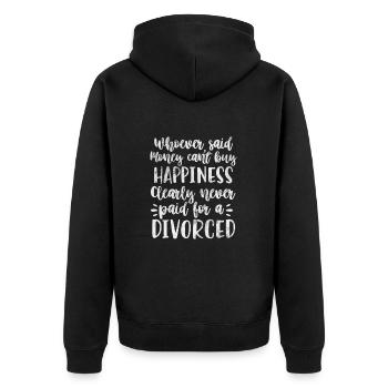 Scheidung - Unisex Premium Bio Zip Hoodie - Schwarz - Hinten - Nico (187cm)
