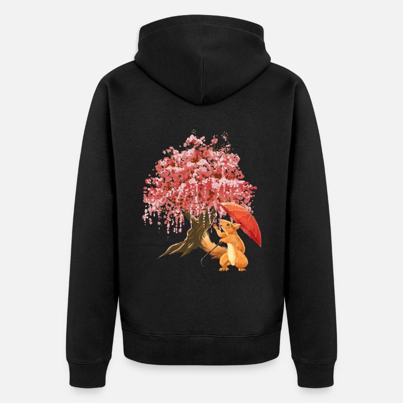 Eichhörnchen Regenschirm Wald - Unisex Premium Bio Zip Hoodie - Schwarz