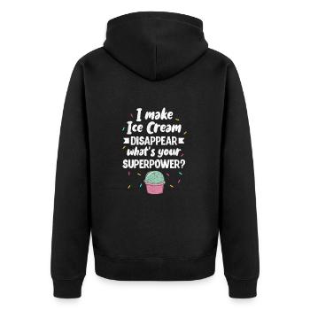 Eiscreme - Unisex Premium Bio Zip Hoodie - Schwarz - Hinten - Nico (187cm)
