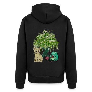 Frog, Cat, Nature, Friends - Unisex Premium Organic Zip Hoodie - black - Back - Nico (187cm)