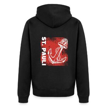 Hamburg Tshirt Geschenk Moin Hamburch Fußball - Unisex Premium Bio Zip Hoodie - Schwarz - Hinten - Nico (187cm)