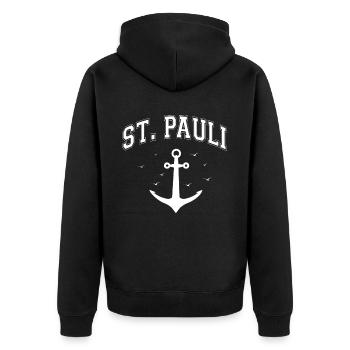 Hamburg Tshirt Geschenk Moin Hamburch Fußball - Unisex Premium Bio Zip Hoodie - Schwarz - Hinten - Nico (187cm)