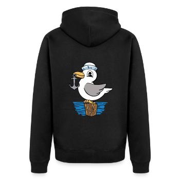 Mouette ancre marin marin marin enfants - Veste à capuche bio Premium Unisexe - noir - Dos - Nico (187cm)