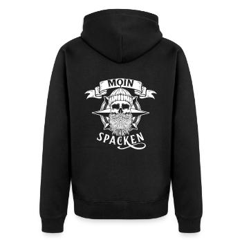 Hamburg Tshirt Geschenk Moin Hamburch Fußball - Unisex Premium Bio Zip Hoodie - Schwarz - Hinten - Nico (187cm)