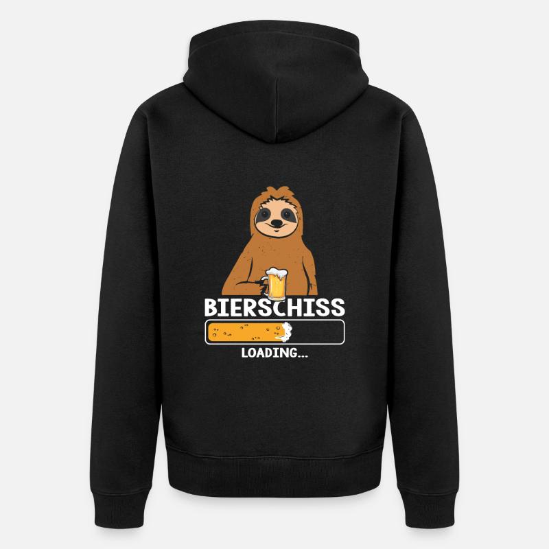 Bierschiss Loading Bier Faultier - Unisex Premium Bio Zip Hoodie - Schwarz