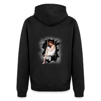 Girl Emotions Feelings Depression Grief - Unisex Premium Organic Zip Hoodie - black - Back - Nico (187cm)