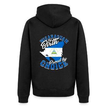Nicaragua Nicaraguan By Birth Proud By Choice - Unisex Premium Bio Zip Hoodie - Schwarz - Hinten - Nico (187cm)