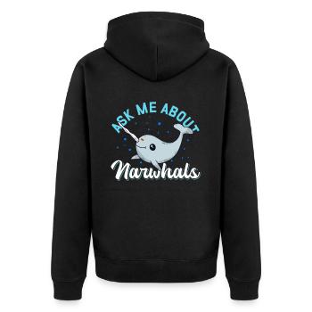 Narwhal Whale Narwhal Narwhal Whales Gift - Unisex Premium Organic Zip Hoodie - black - Back - Nico (187cm)