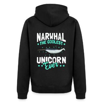 Narwhal Whale Narwhal Narwhal Whales Gift - Unisex Premium Organic Zip Hoodie - black - Back - Nico (187cm)