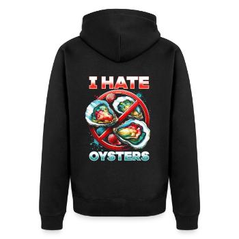 Ich Hasse Austern - Unisex Premium Bio Zip Hoodie - Schwarz - Hinten - Nico (187cm)