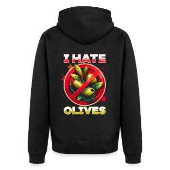 I hate olives - Unisex Premium Organic Zip Hoodie - black - Back - Nico (187cm)