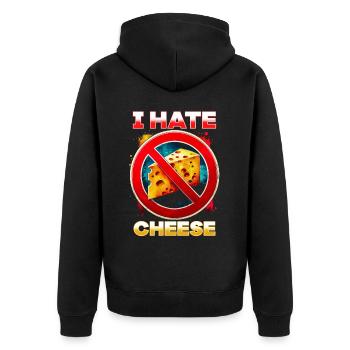 I hate cheese - Unisex Premium Organic Zip Hoodie - black - Back - Nico (187cm)