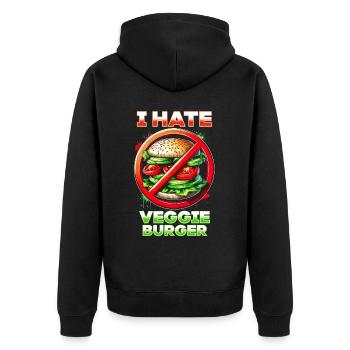 Ich Hasse Vegane Burger - Unisex Premium Bio Zip Hoodie - Schwarz - Hinten - Nico (187cm)