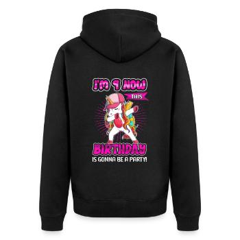 9e anniversaire 9 ans cadeau idée cadeau - Veste à capuche bio Premium Unisexe - noir - Dos - Nico (187cm)