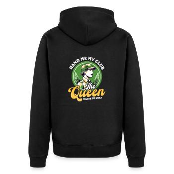 Golfen Mama Hand Meine Club-Königin Will Golf - Unisex Premium Bio Zip Hoodie - Schwarz - Hinten - Nico (187cm)