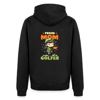 Golfen Mama Stolze Mutter des Golfers - Unisex Premium Bio Zip Hoodie - Schwarz - Hinten - Nico (187cm)