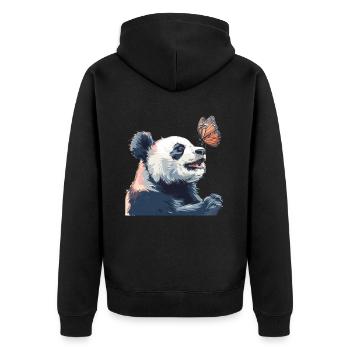 Pandabär Schmetterling Japanischer Riesenpanda - Unisex Premium Bio Zip Hoodie - Schwarz - Hinten - Nico (187cm)