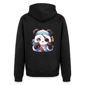 Pandabär Pirat Japanischer Riesenpanda - Unisex Premium Bio Zip Hoodie - Schwarz - Hinten - Nico (187cm)
