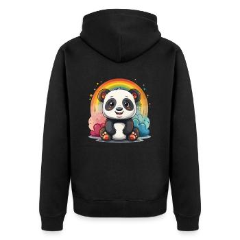 Panda Ours, Arc-en-ciel, Panda géant japonais - Veste à capuche bio Premium Unisexe - noir - Dos - Nico (187cm)
