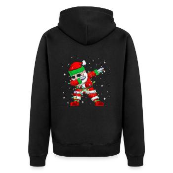 Dabbing Santa Weihnachtsmann - Unisex Premium Bio Zip Hoodie - Schwarz - Hinten - Nico (187cm)