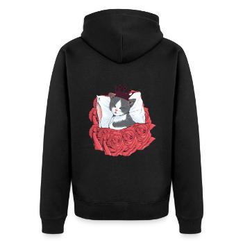 Chat Prince Roses Sleeping Cats Couronne - Veste à capuche bio Premium Unisexe - noir - Dos - Nico (187cm)