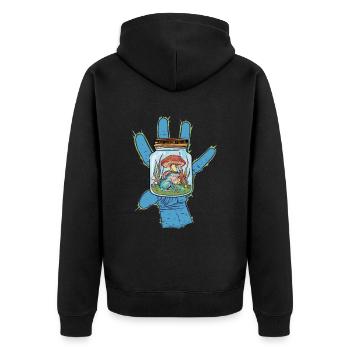 Frog Toad Frogs Fantasy Hand - Unisex Premium Organic Zip Hoodie - black - Back - Nico (187cm)