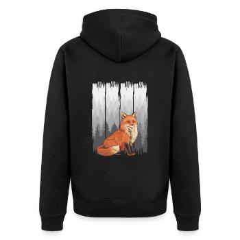 Fuchs Wald Natur - Unisex Premium Bio Zip Hoodie - Schwarz - Hinten - Nico (187cm)