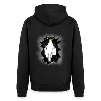 Mitternacht Heiliger Geist Gespenst Halloween Spuk - Unisex Premium Bio Zip Hoodie - Schwarz - Hinten - Nico (187cm)
