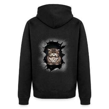 Katze Hauskatze Katzen Kinder - Unisex Premium Bio Zip Hoodie - Schwarz - Hinten - Nico (187cm)