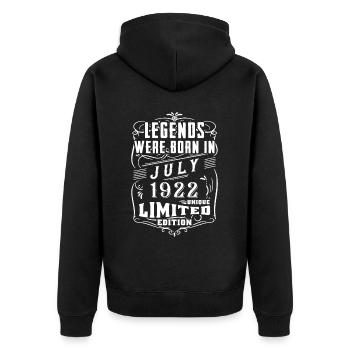 Anniversaire Juillet 1922 Année Edition Limitée - Veste à capuche bio Premium Unisexe - noir - Dos - Nico (187cm)