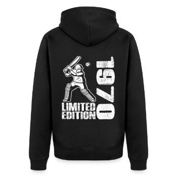 Limited Edition 1970 Limited Edition Cricket - Unisex Premium Bio Zip Hoodie - Schwarz - Hinten - Nico (187cm)