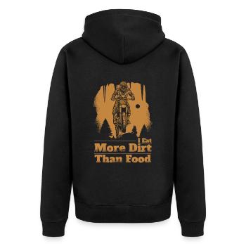 Je mange plus de terre que de nourriture Pilotes de supermoto de course - Veste à capuche bio Premium Unisexe - noir - Dos - Nico (187cm)
