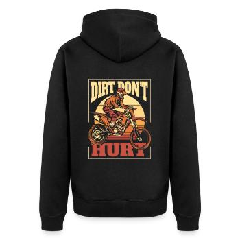 Dreck schadet nicht Motorradrennen Supermoto - Unisex Premium Bio Zip Hoodie - Schwarz - Hinten - Nico (187cm)