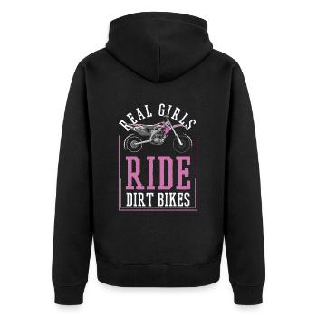 Echte Mädchen fahren Dirt Bikes Supermoto Motorrad - Unisex Premium Bio Zip Hoodie - Schwarz - Hinten - Nico (187cm)