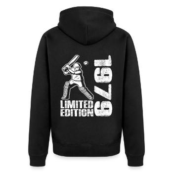Limited Edition 1979 Limited Edition Cricket - Unisex Premium Organic Zip Hoodie - black - Back - Nico (187cm)