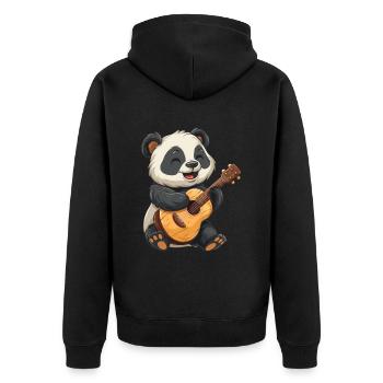 Pandabär Ukulele Japanischer Riesenpanda - Unisex Premium Bio Zip Hoodie - Schwarz - Hinten - Nico (187cm)