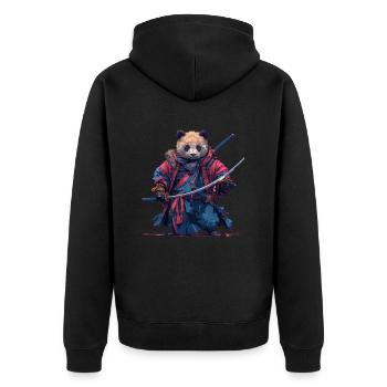 Panda Bear Samurai Japanese Giant Panda - Unisex Premium Organic Zip Hoodie - black - Back - Nico (187cm)