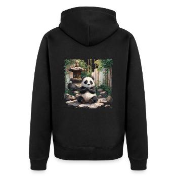 Panda Bear Zen Japanese Giant Panda - Unisex Premium Organic Zip Hoodie - black - Back - Nico (187cm)