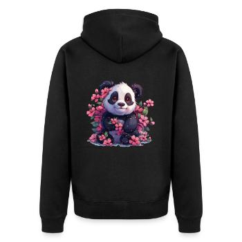Panda Bear, Cherry Blossoms, Japanese Giant Panda - Unisex Premium Organic Zip Hoodie - black - Back - Nico (187cm)